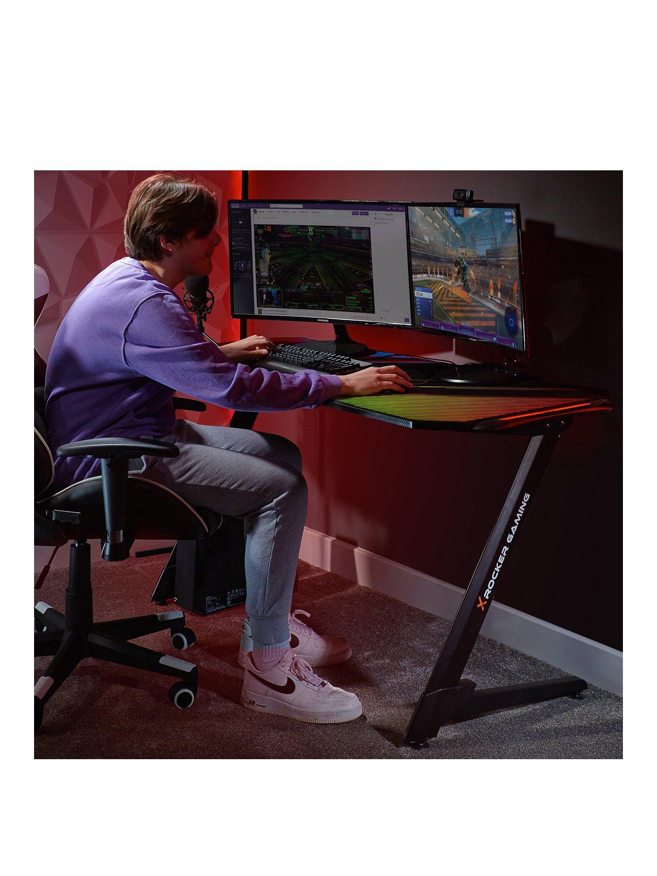 Gaming Desks  JAGUAR RGB Gaming Desk with Sound Reactive LED Lighting