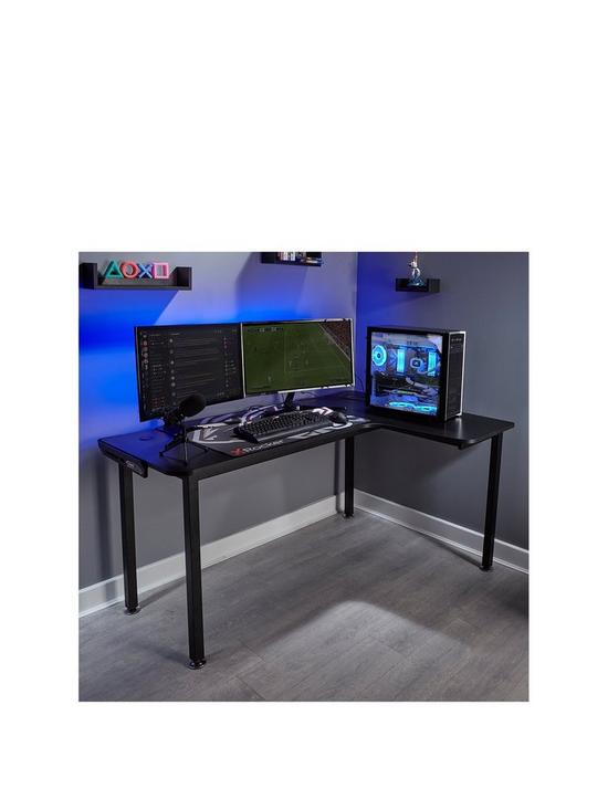 front image of x-rocker-panther-carbon-xl-corner-right-esports-gaming-desk