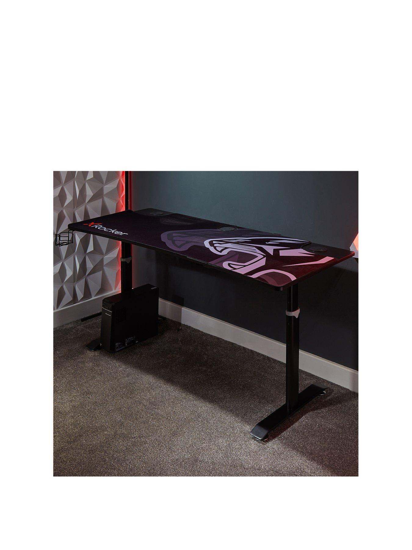 Product photograph of X Rocker Black Orange New Cougar Xl Esports Gaming Desk from very.co.uk