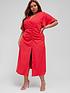  image of ax-paris-curve-ruched-midi-dress-red