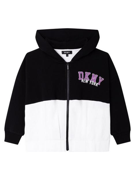 dkny-girls-colour-block-zip-through-hoodie-black