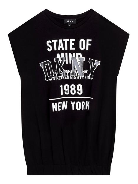 dkny-girls-print-short-sleeve-dress-black