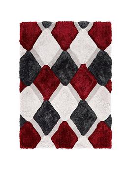 Product photograph of Origins 3d Geo Shaggy Red Rug from very.co.uk