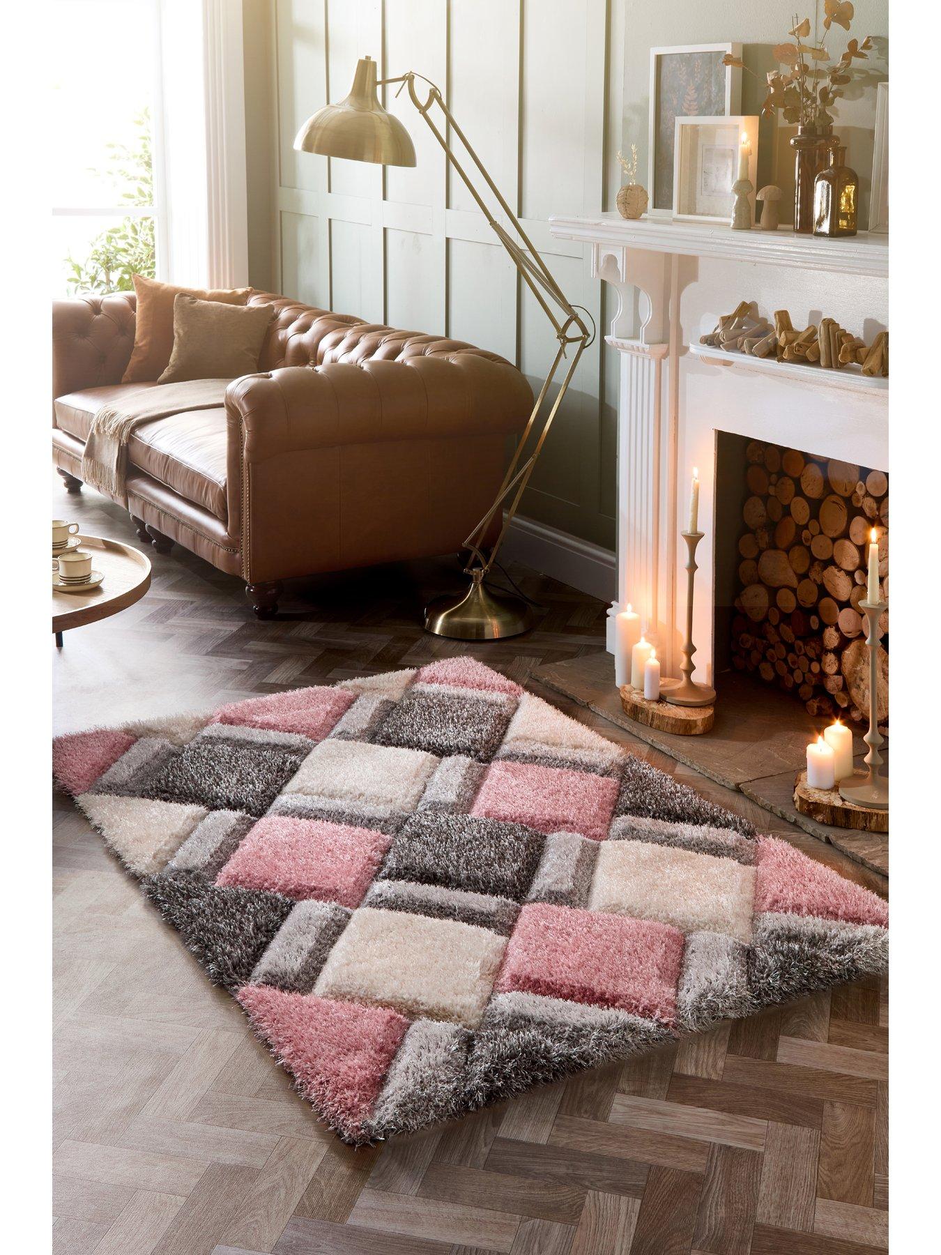 The Very Collection 3D Geo Shaggy Blush Rug