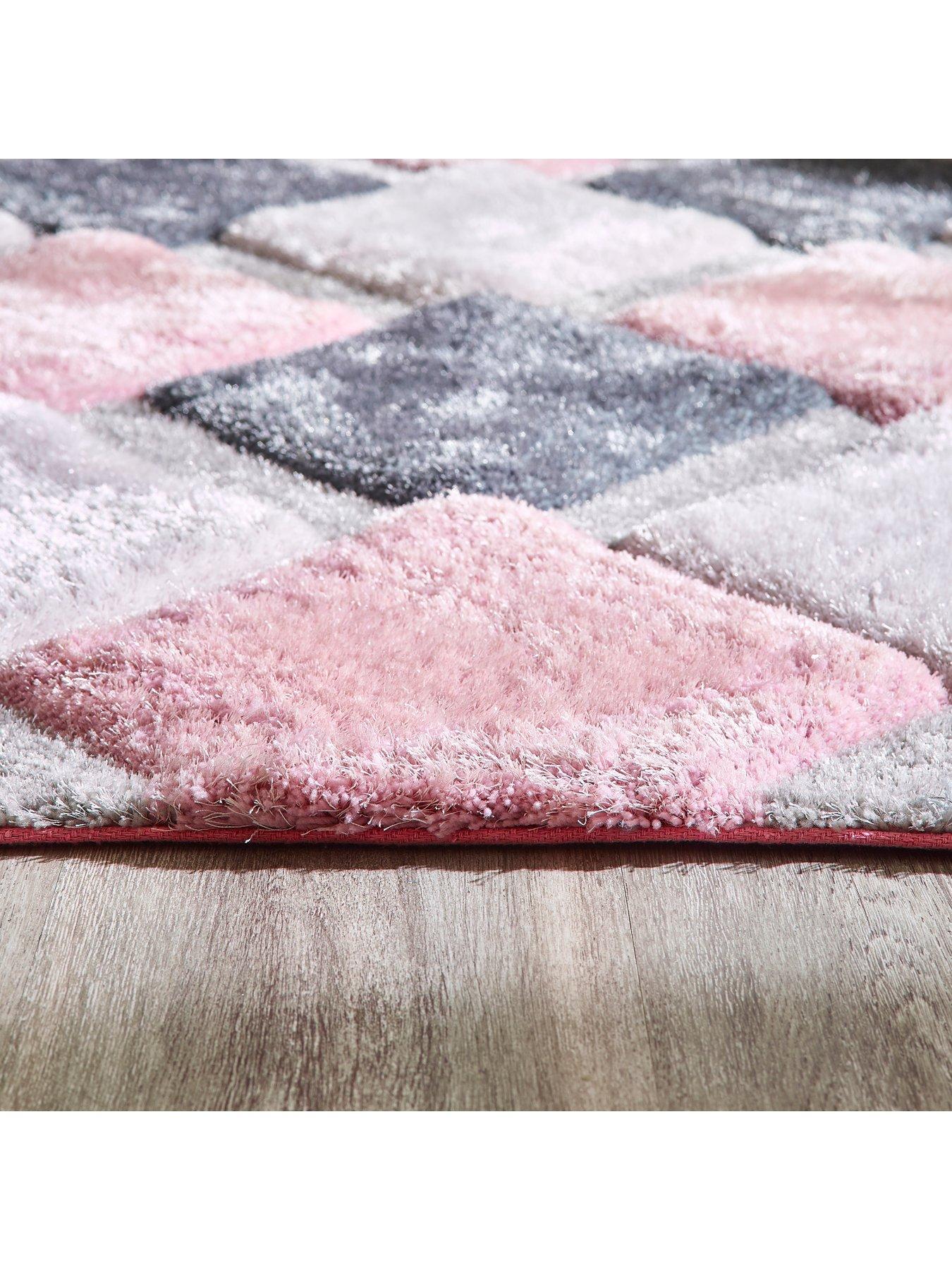 Image 3 of 4 of The Very Collection 3D&nbsp;Geo Shaggy Blush Rug