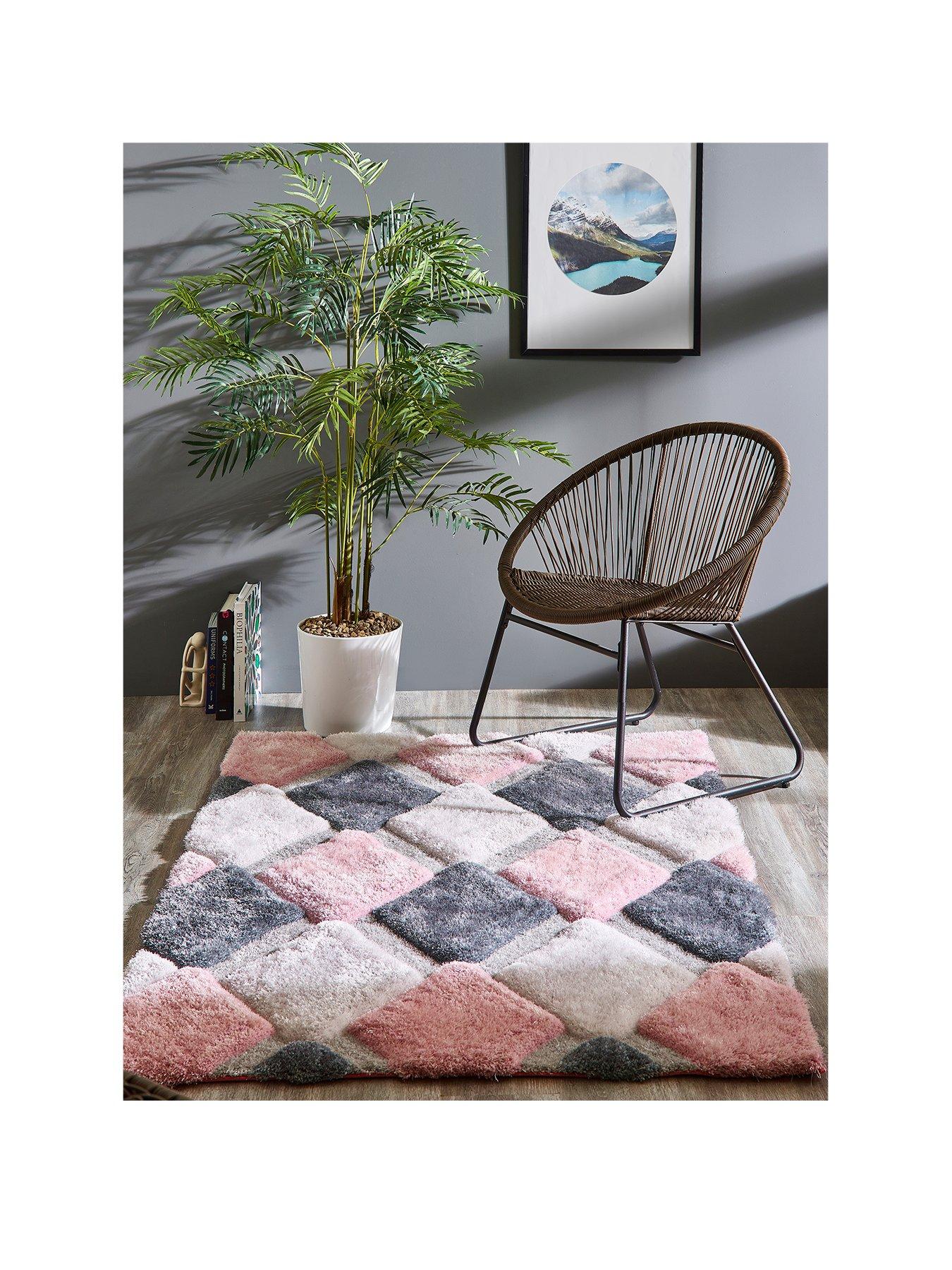 undefined 3D Geo Shaggy Blush Rug