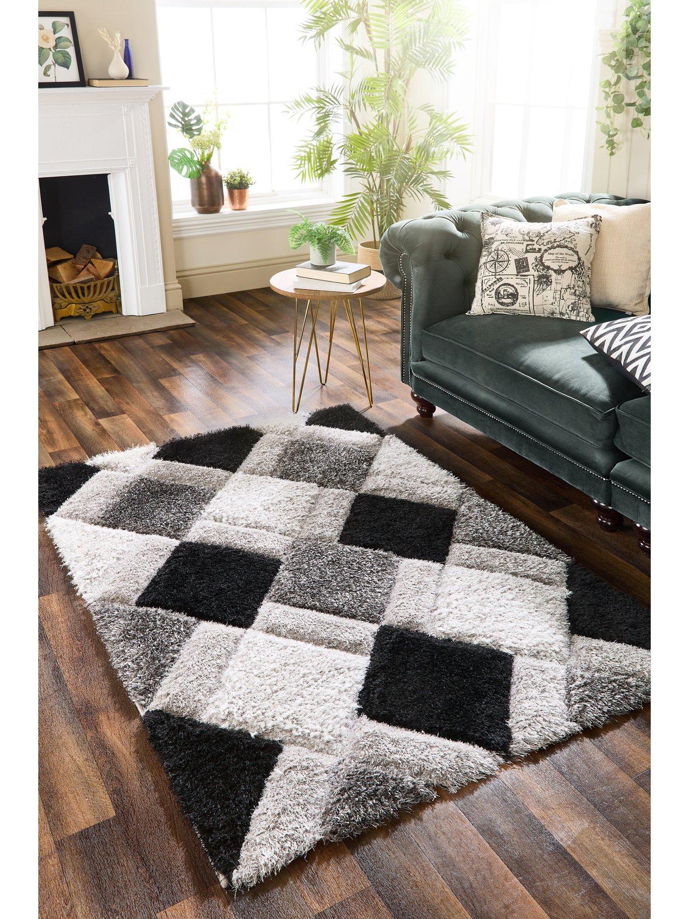 Image 1 of 3 of The Very Collection 3D&nbsp;Geo Shaggy Grey Rug