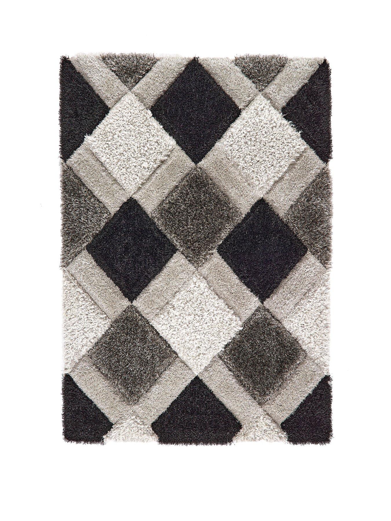 Image 2 of 3 of The Very Collection 3D&nbsp;Geo Shaggy Grey Rug