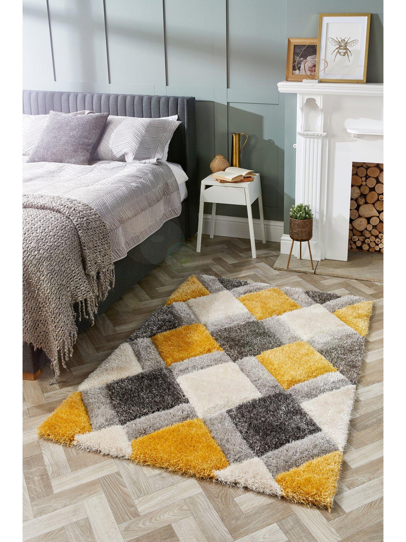 The Very Collection 3D Geo Shaggy Ochre Rug