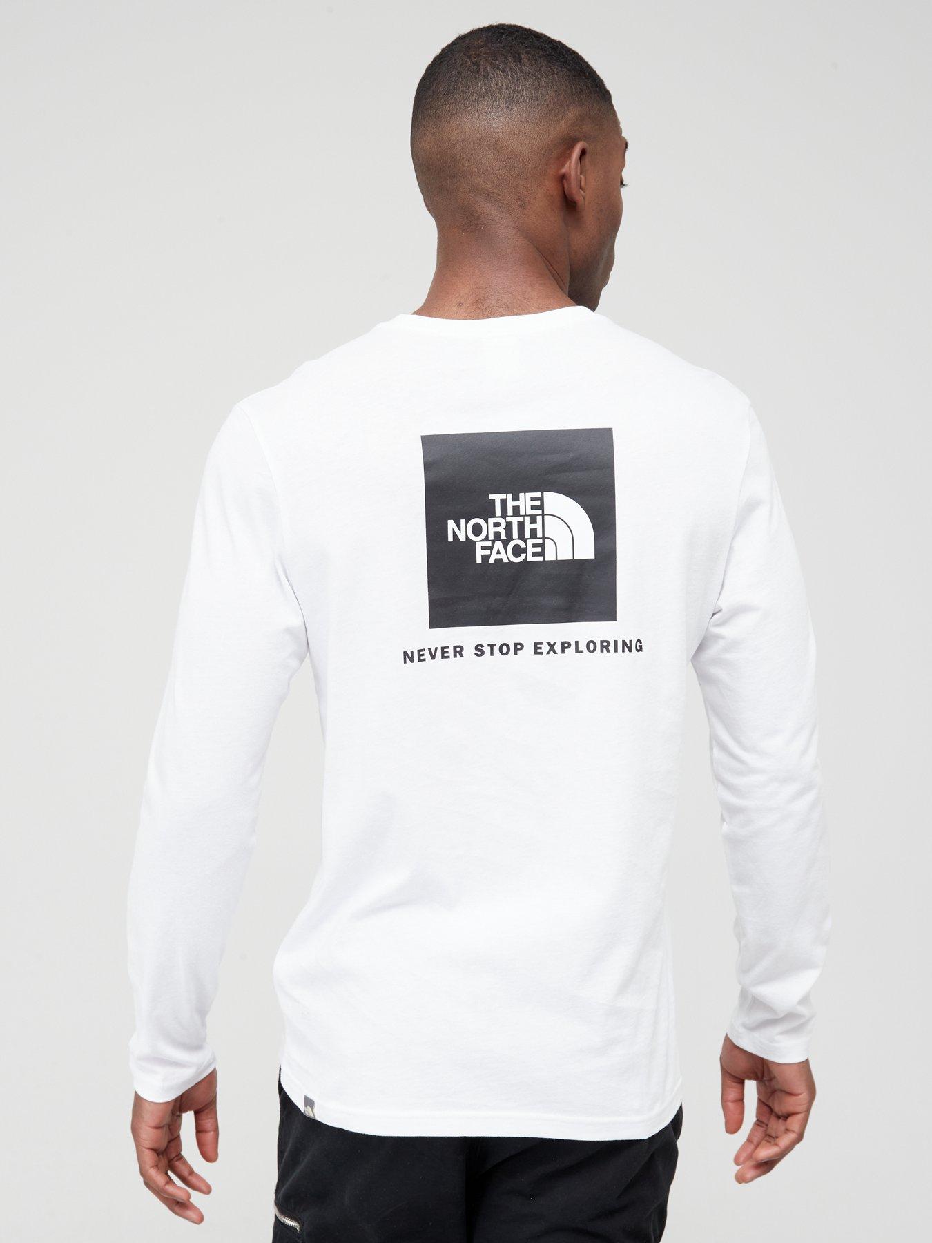 THE NORTH FACE Men's Red Box L/S T-Shirt - White/Black | very.co.uk