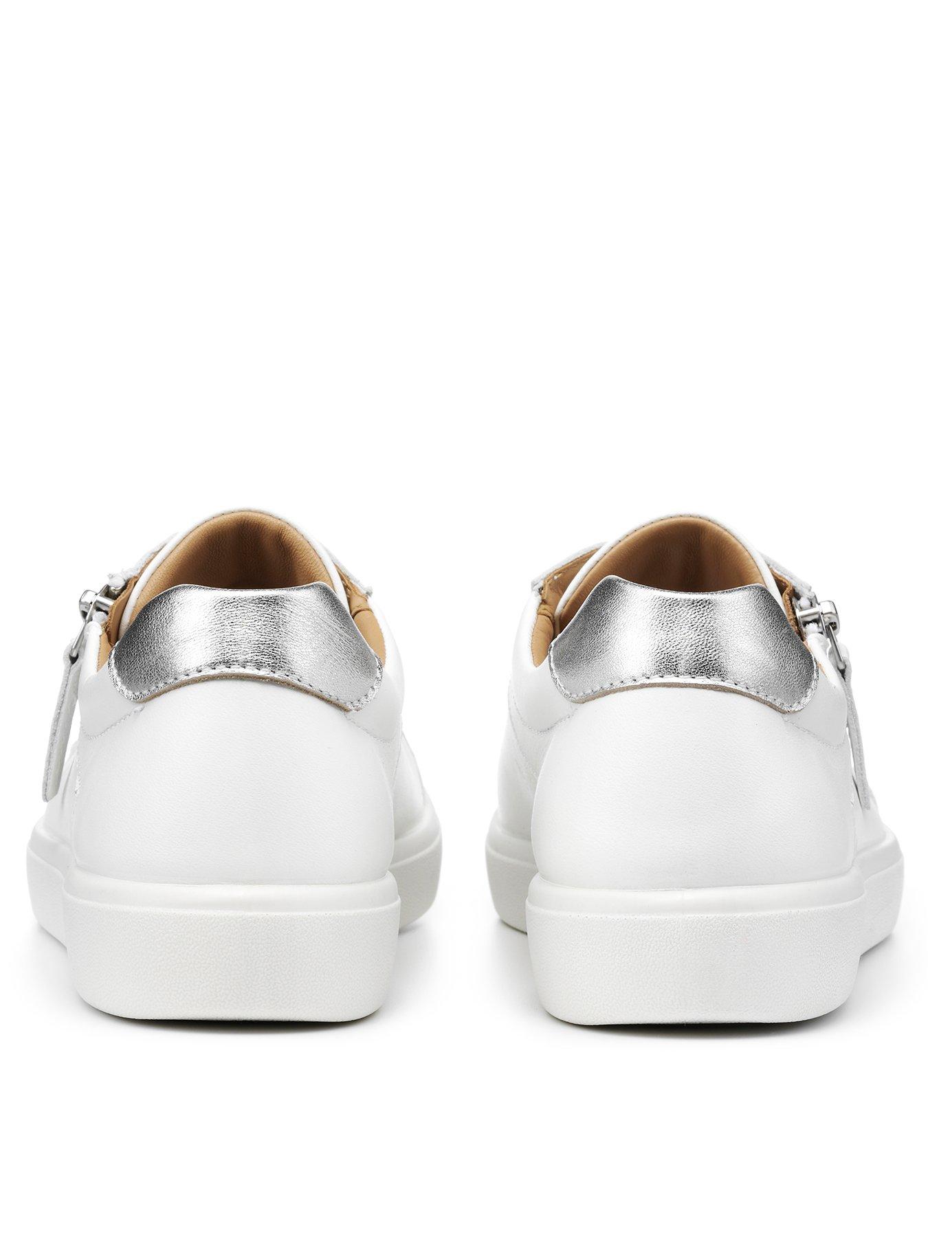 Ladies wide fit hot sale white leather trainers