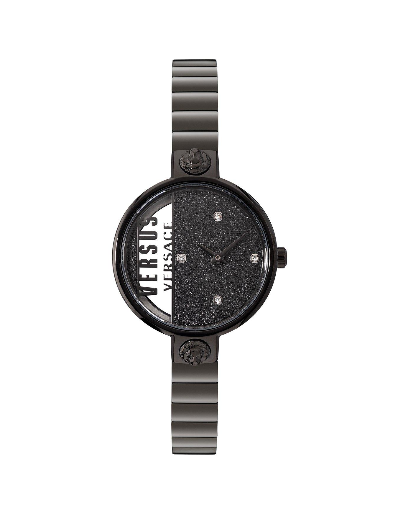 Product photograph of Versus Versace Rue De Noyez Glitter Black - Black Glitter Dial Bracelet from very.co.uk