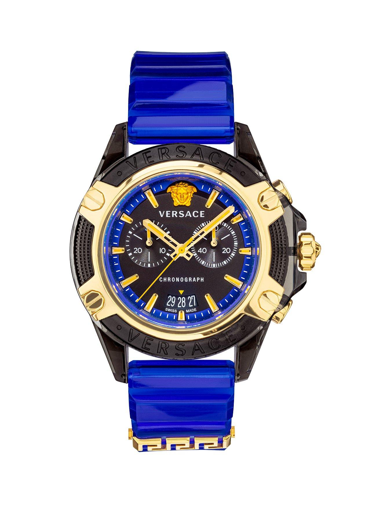 Product photograph of Versace Chrono Active - 44m-black Transparent Polycarbonate from very.co.uk
