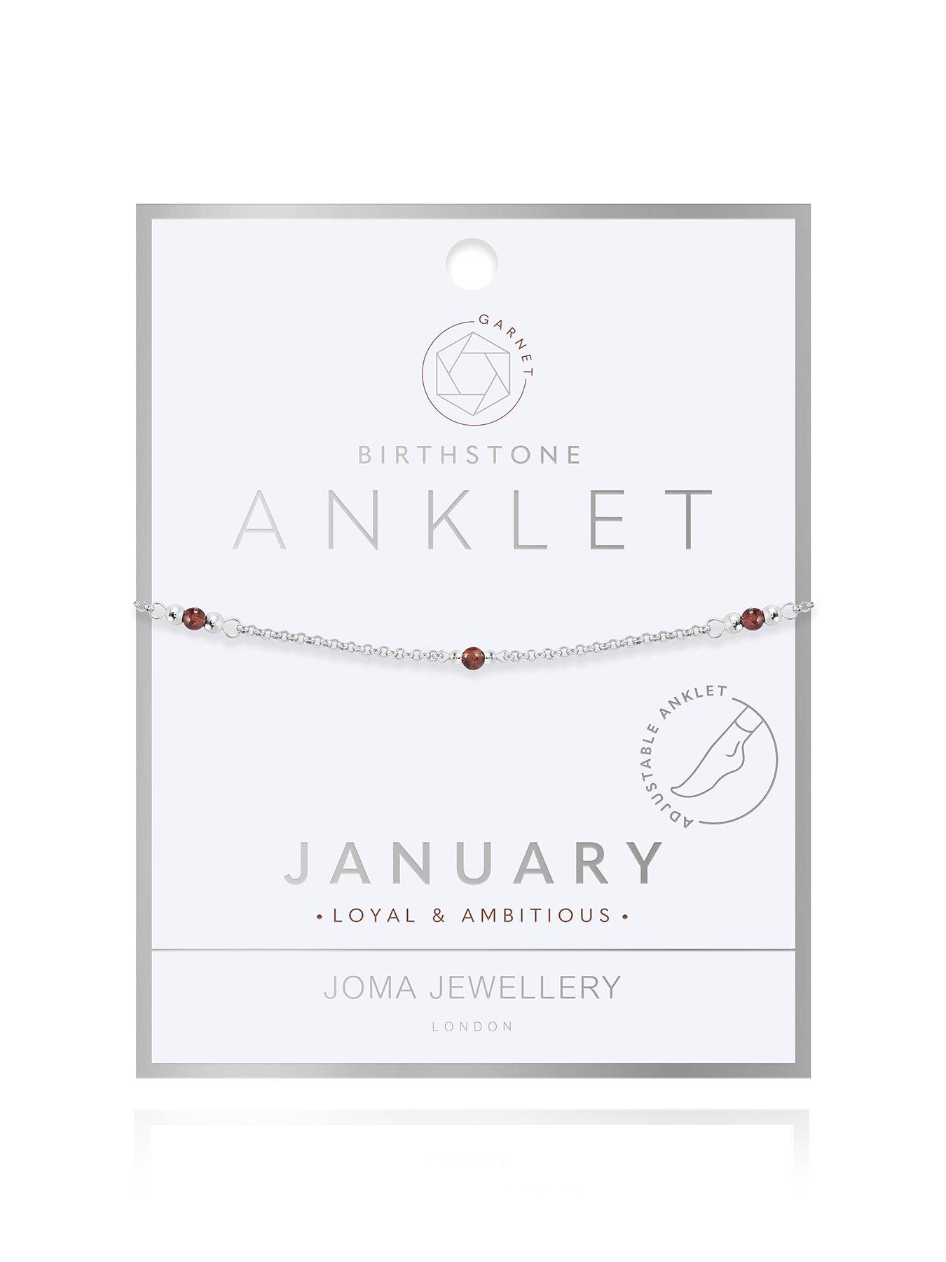 Product photograph of Joma Jewellery Birthstone Single Anklet Garnet Silver from very.co.uk