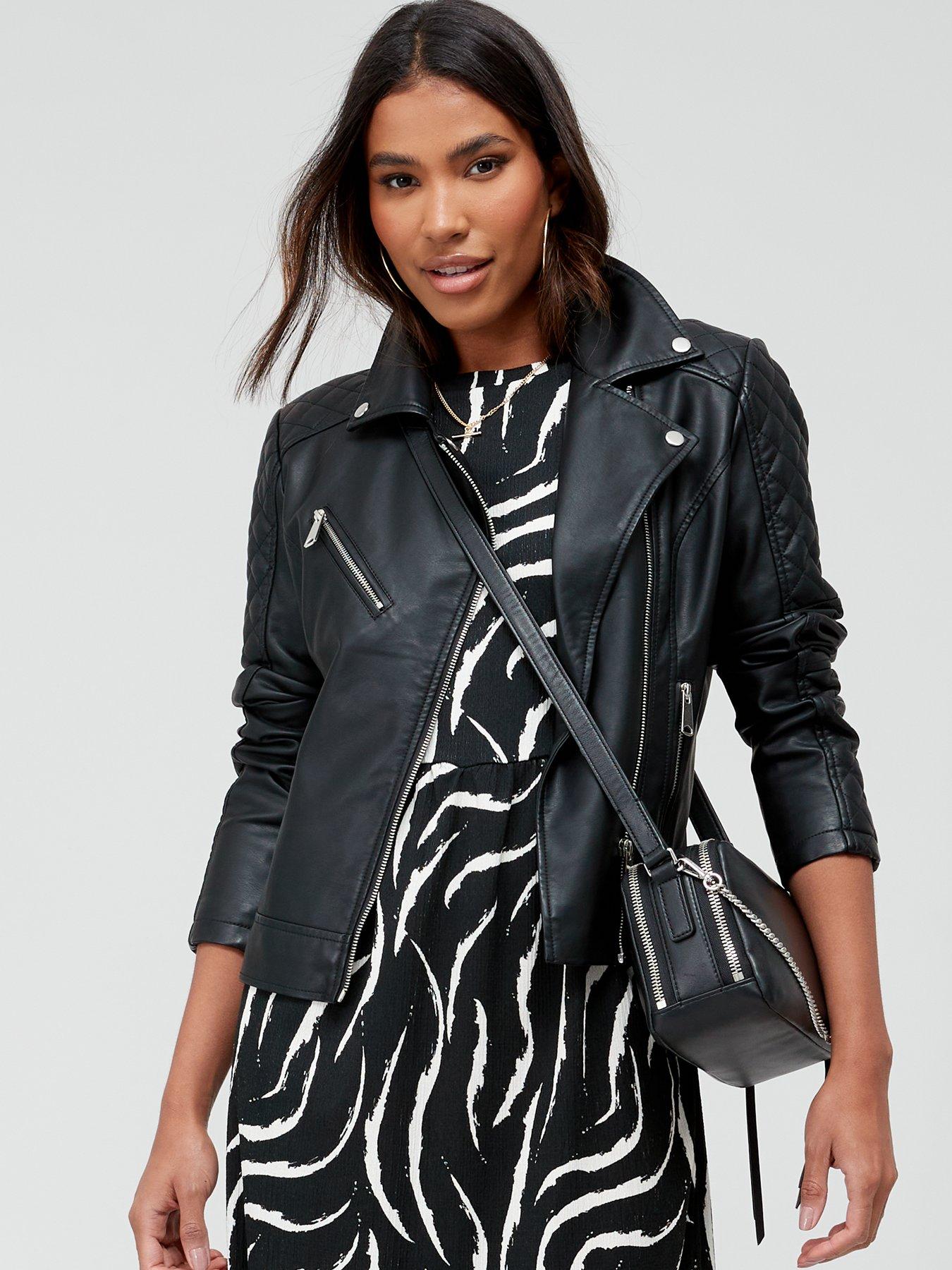 Everyday Faux Leather Biker Jacket - Black | very.co.uk