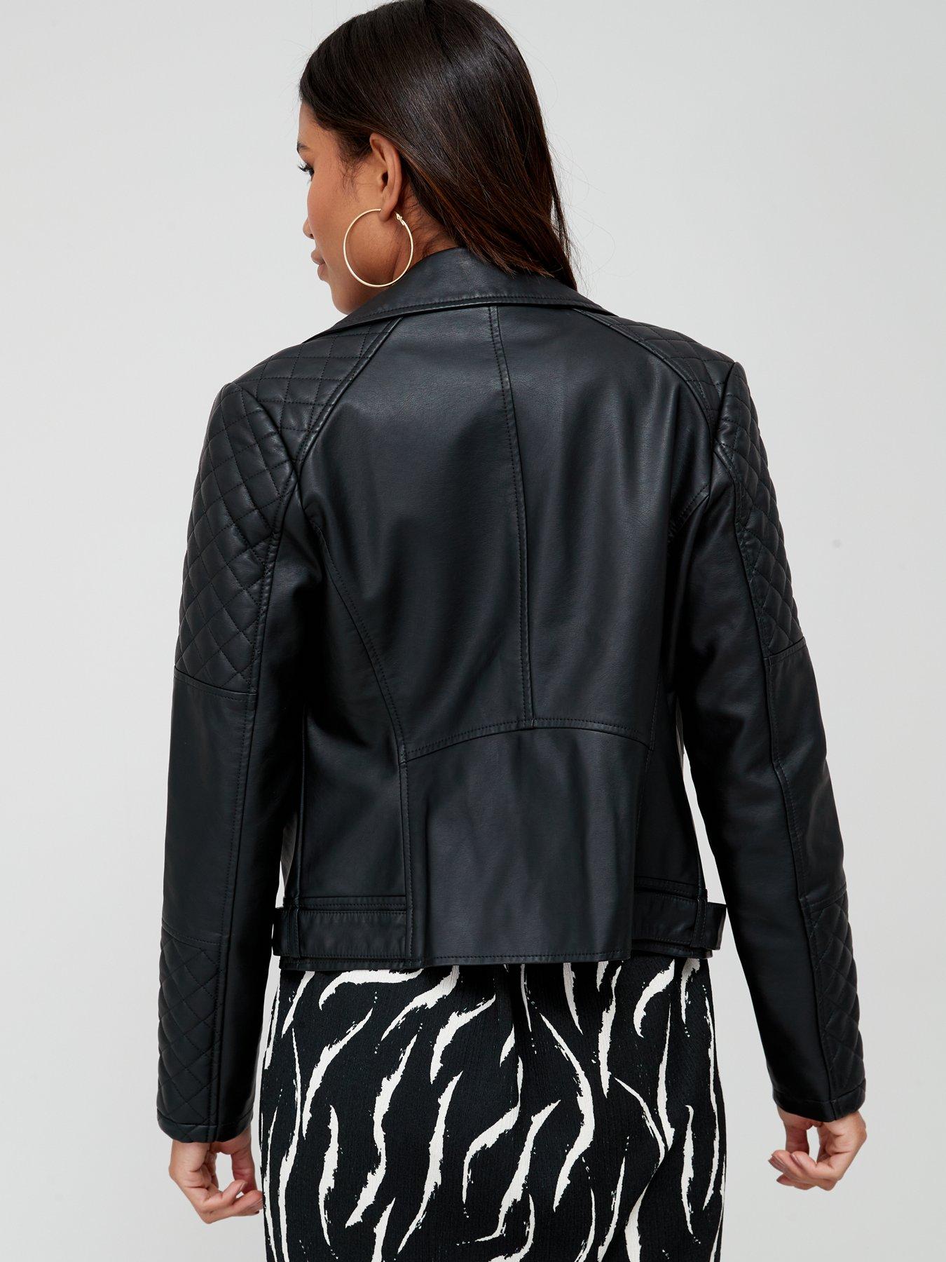 Faux leather biker jacket with outlet belt