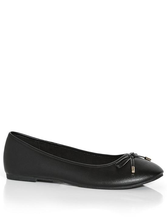 front image of evans-extra-wide-fit-darling-flat-shoe-black