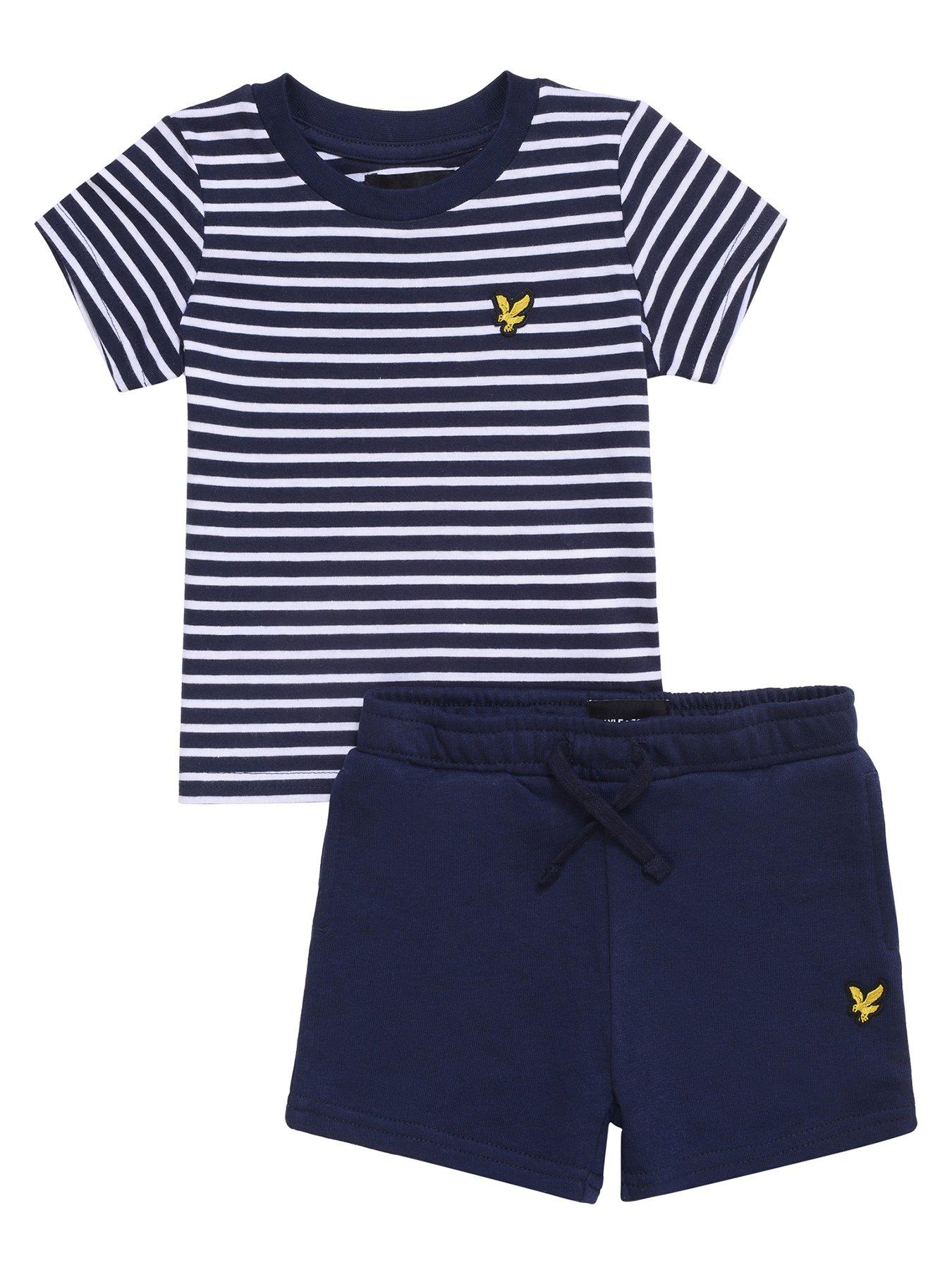 Kids Toddler Boys Breton Stripe T-shirt & Short Set - Navy Blazer