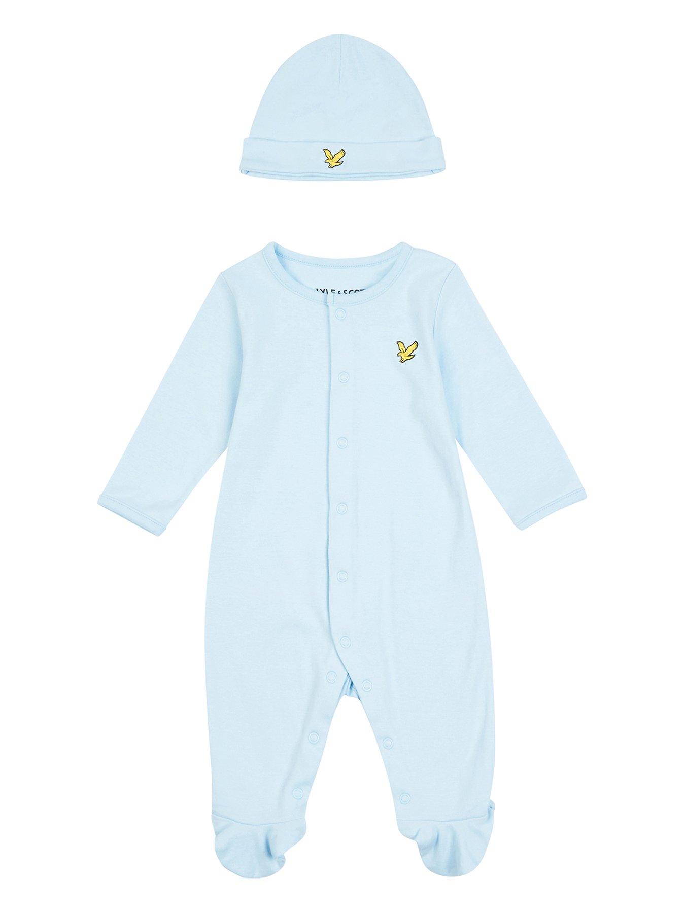 Lyle & Scott Baby Boys Sleepsuit &Amp; Hat Set - Light Blue|9-12 MONTHS