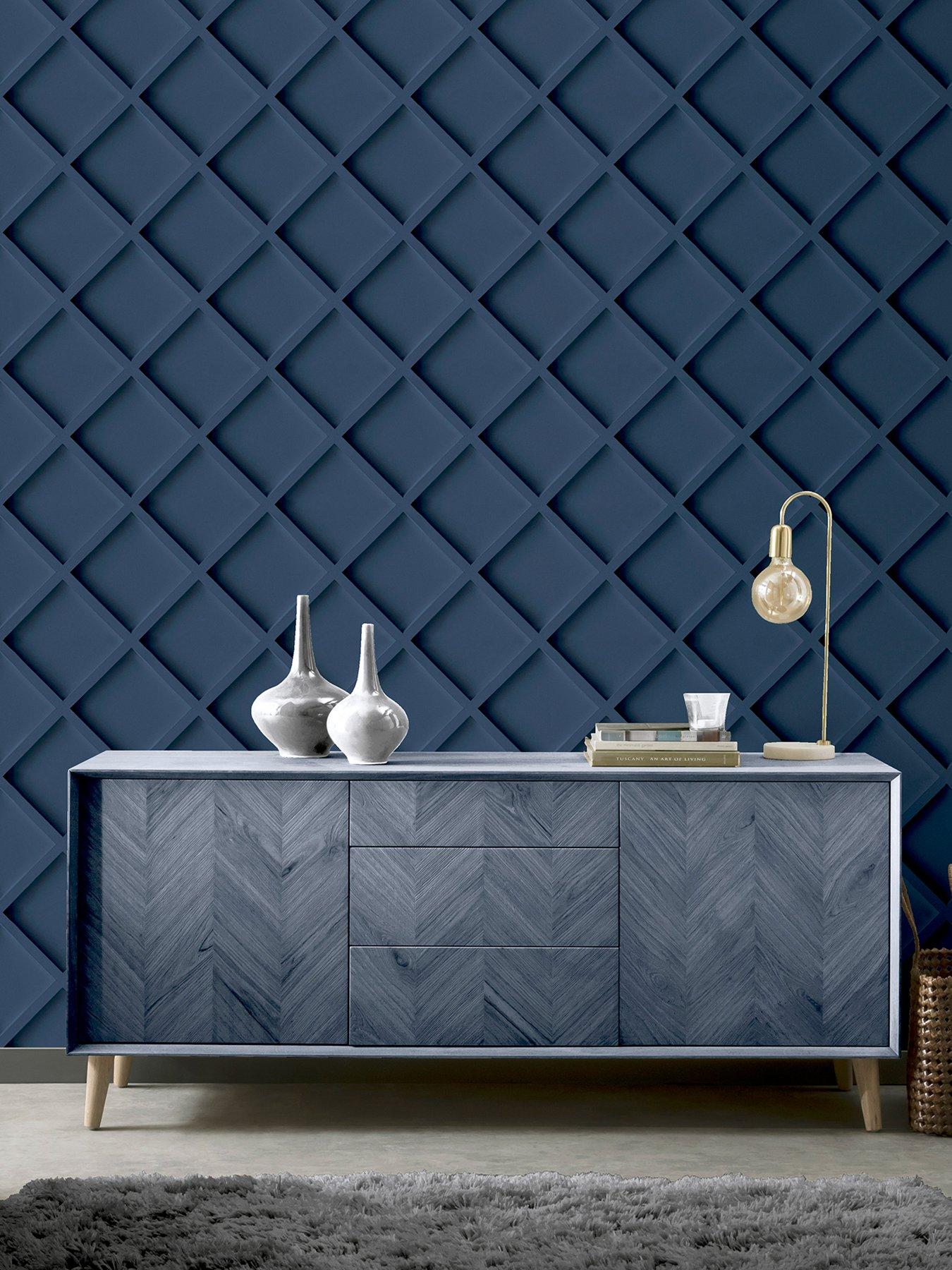 Product photograph of Arthouse Wood Trellis Navy Wallpaper from very.co.uk