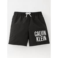 Calvin Klein Boys Logo Swim Shorts - Black | very.co.uk