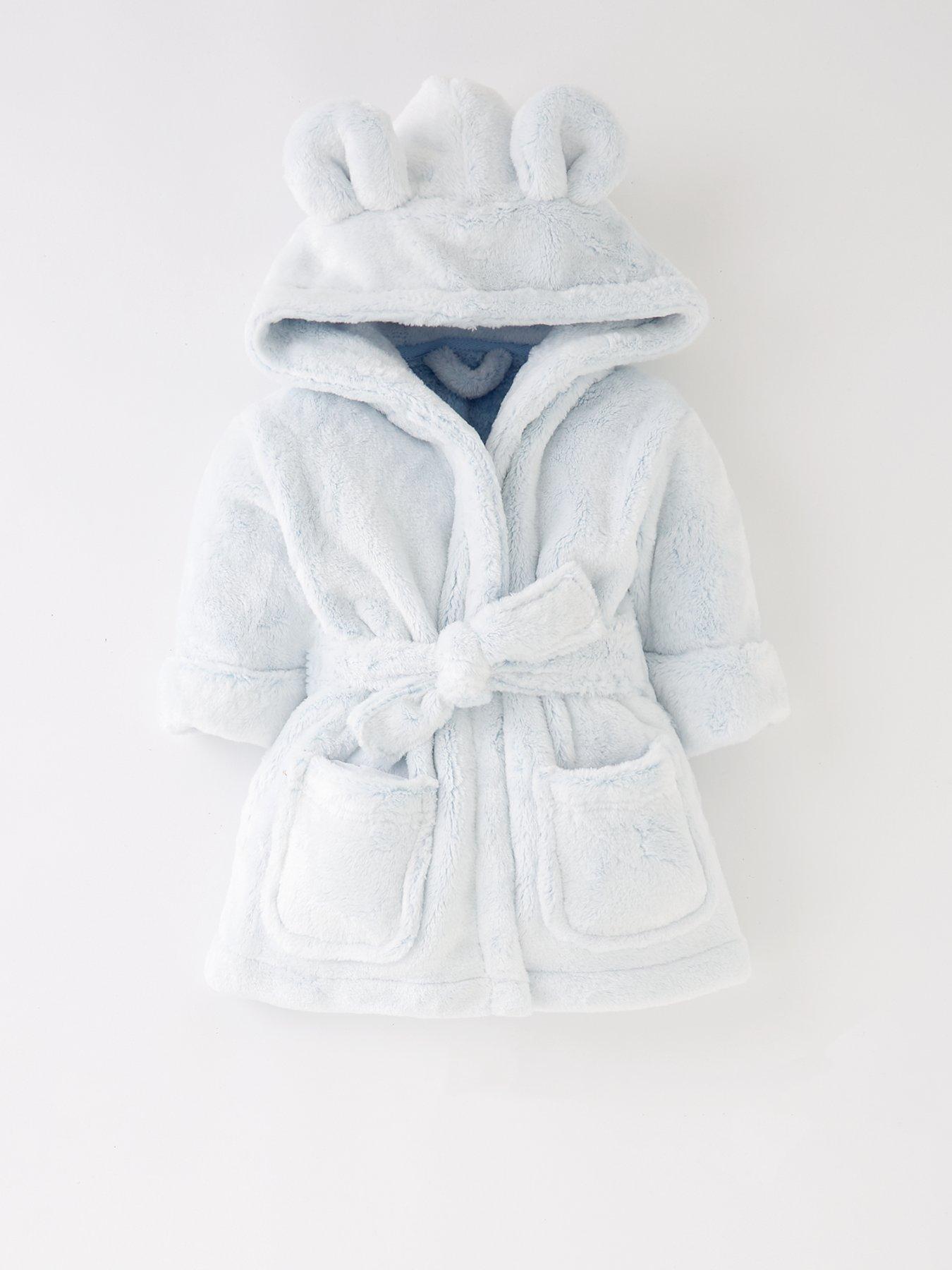 undefined Baby Boy Lux Fleece Robe With Ears - Blue