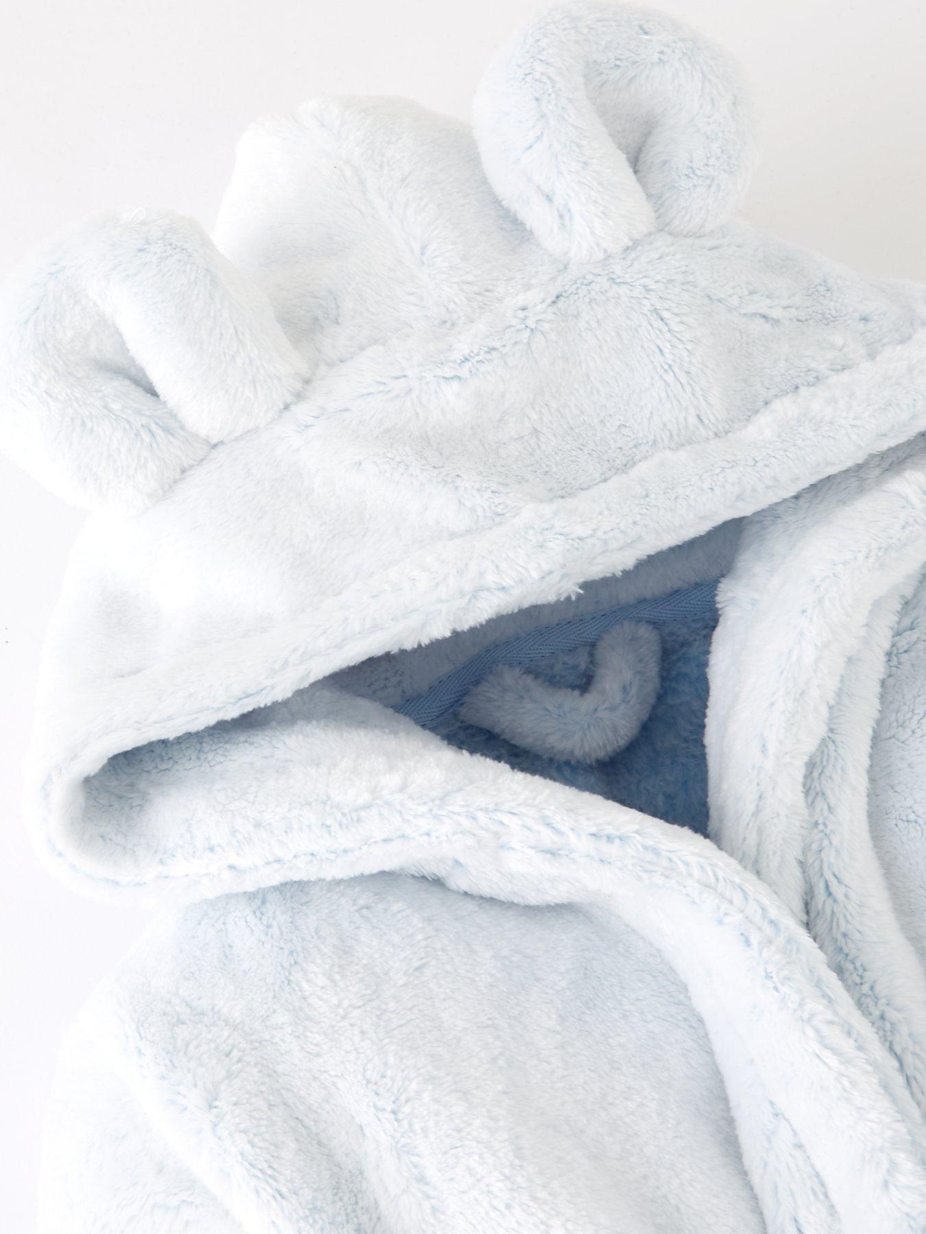 Image 2 of 3 of The Very Collection Baby Boy Lux Fleece Robe With Ears - Blue