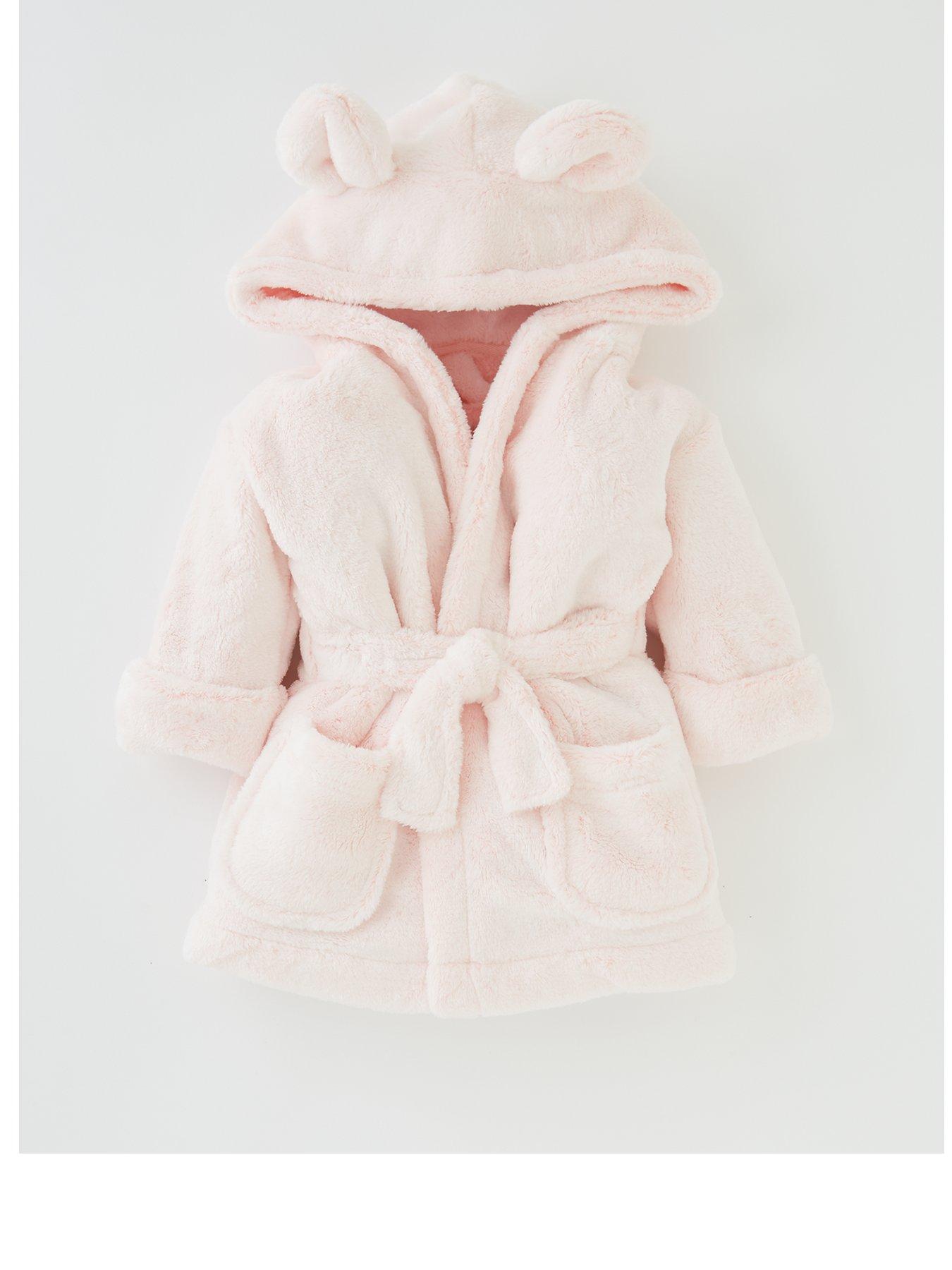 The Very Collection Baby Girls Lux Fleece Robe with Ears - Pink