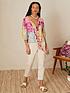  image of monsoon-floral-patched-tile-print-knot-front-top