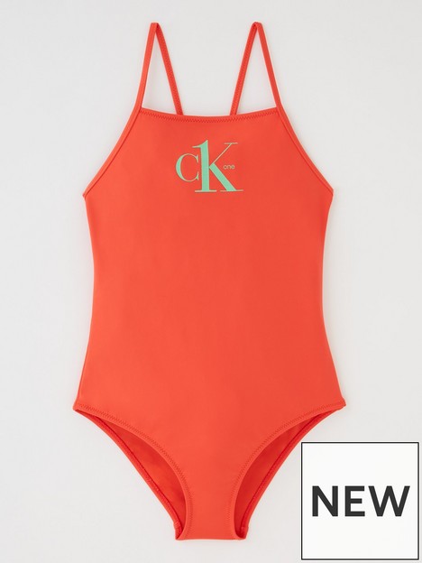 calvin-klein-girls-ck-logo-swimsuit-red