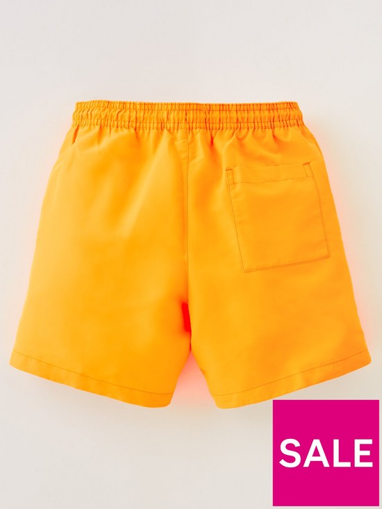 back image of calvin-klein-boys-logo-swim-shorts-orange