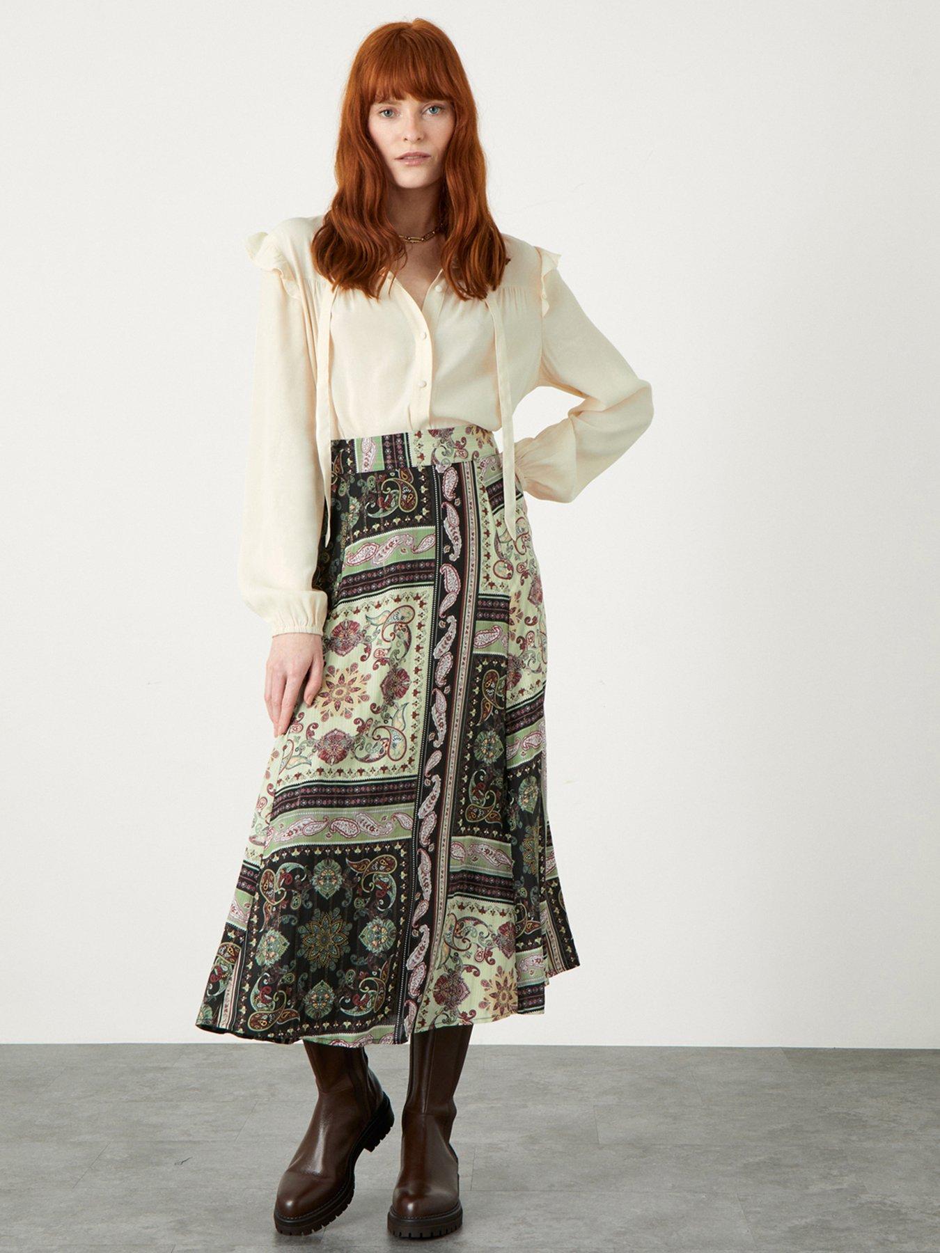 Women Monsoon Sustainable Lurex Tile Print Skirt
