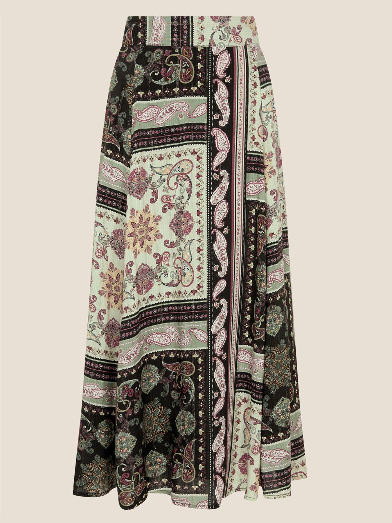 Women Monsoon Sustainable Lurex Tile Print Skirt