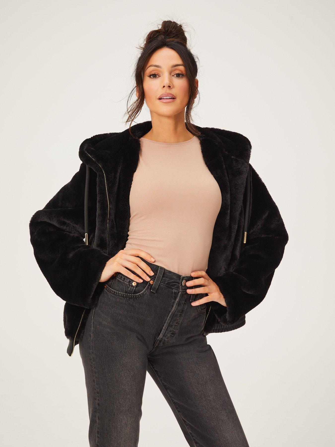 Fridays Edit Mairead Faux Fur Jacket in Black Womens Clothing Jackets Fur jackets 