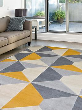 Product photograph of Everyday Creation Ochre Geo Carved Rug from very.co.uk