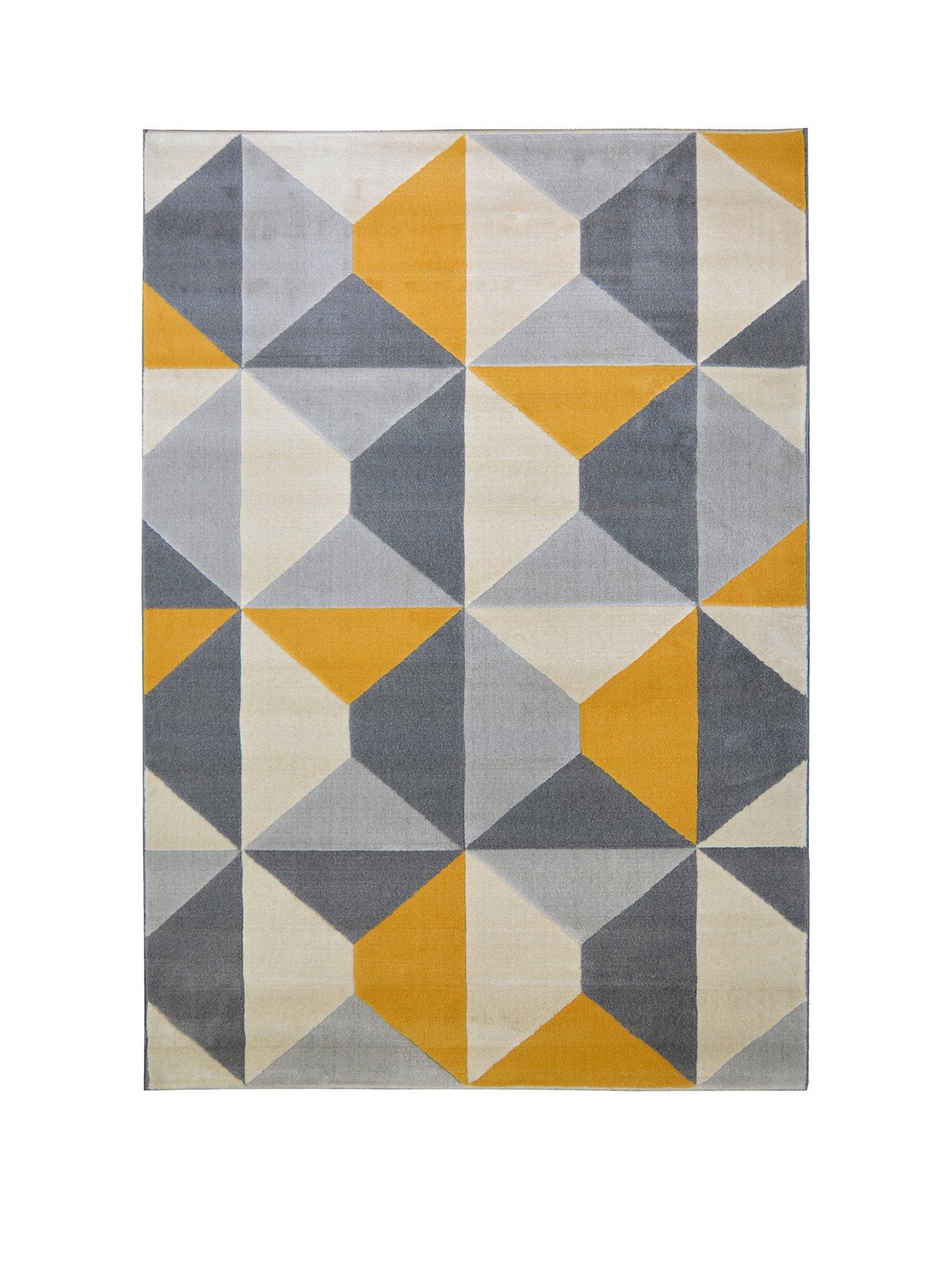 Product photograph of Everyday Creation Ochre Geo Carved Rug from very.co.uk