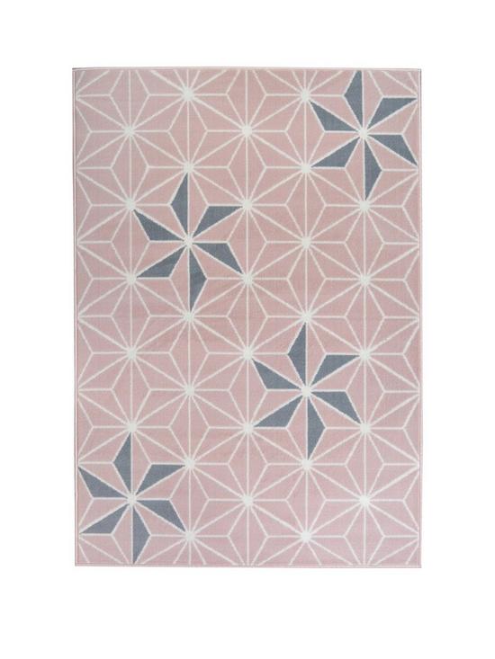 front image of maestro-pink-grey-star-rug-160x230