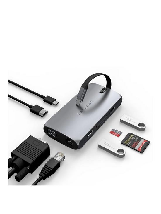 front image of satechi-usb-c-on-the-go-multiport-adapter-space-grey