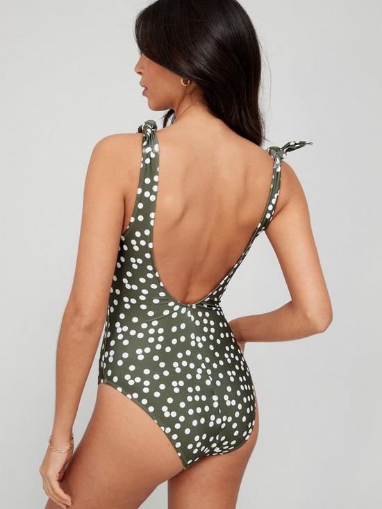 stillFront image of v-by-very-tie-shoulder-shape-enhancingnbspswimsuit-olive-greennbsp