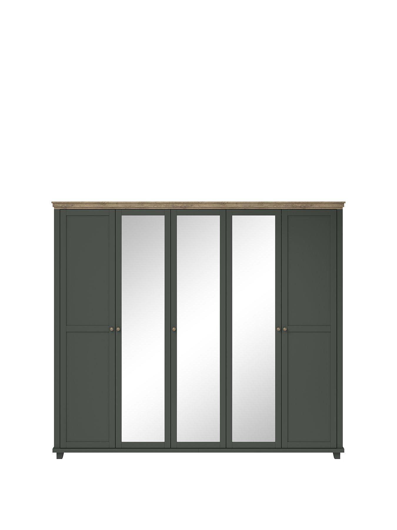 Product photograph of Very Home Evora 5 Door Mirrored Wardrobe from very.co.uk