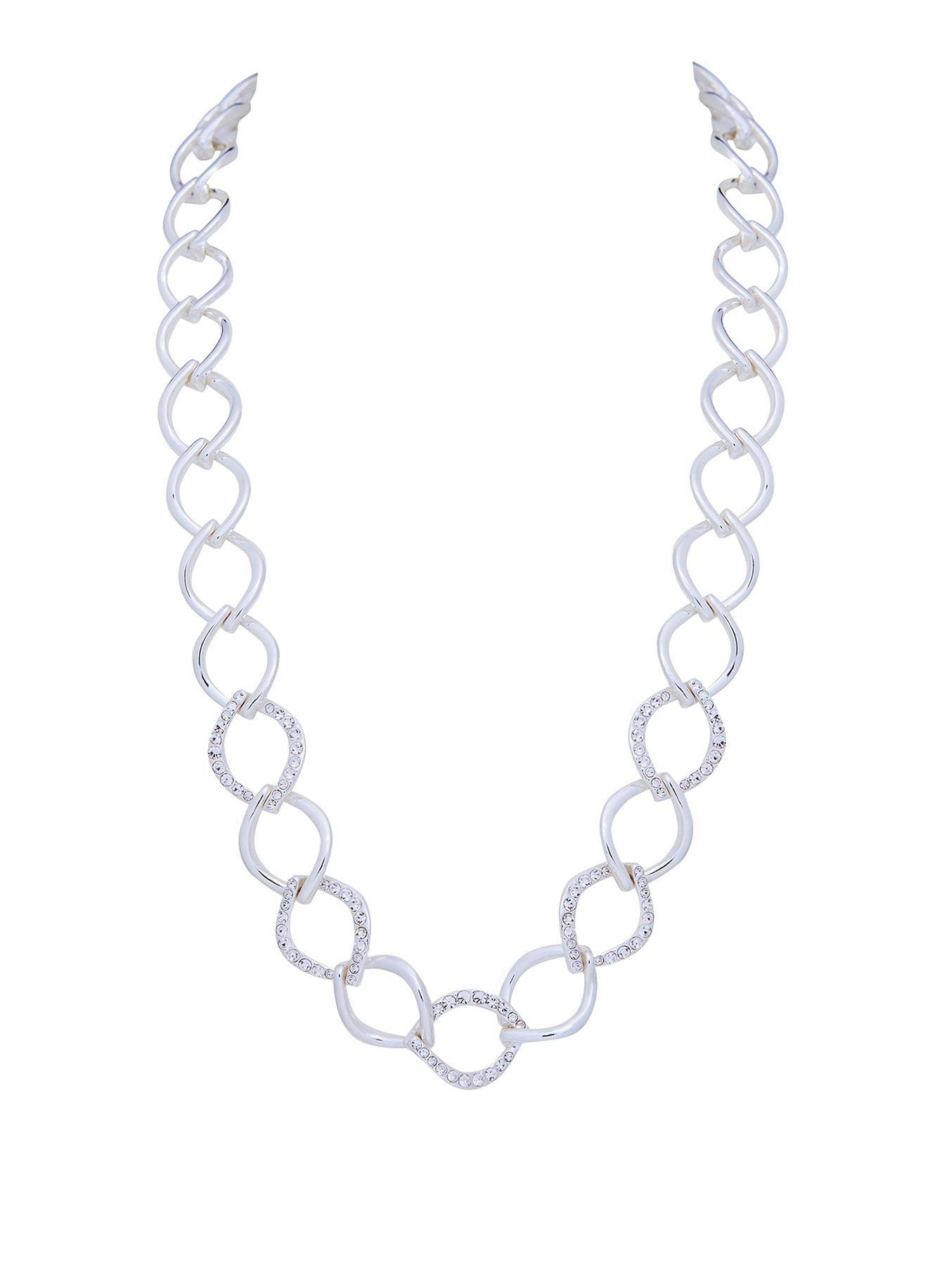  Silver Crystal Medina Chain Necklace