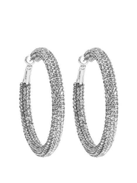 mood-silver-diamante-tube-hoop-earring