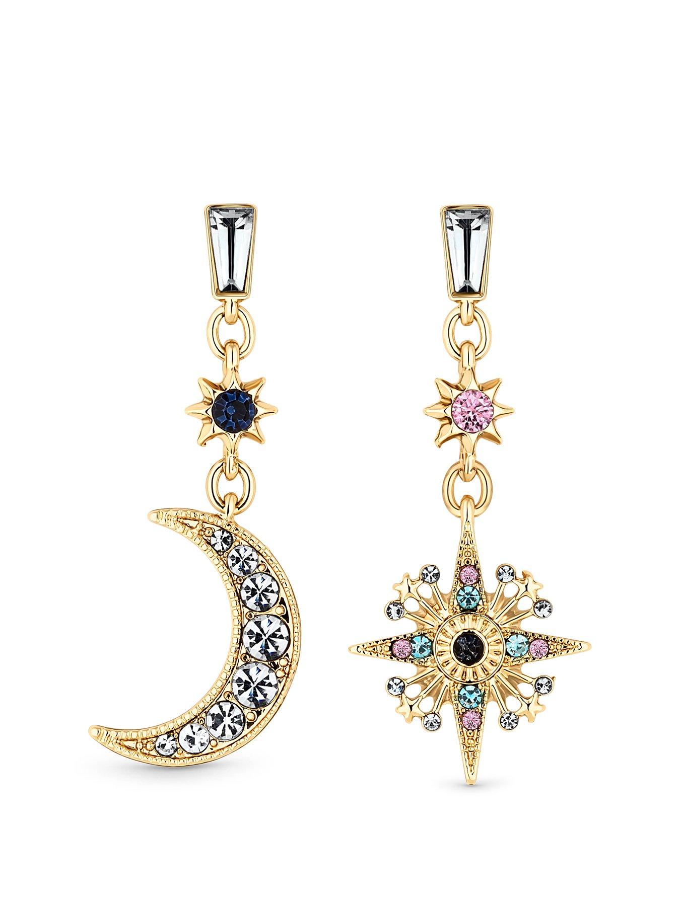 Product photograph of Mood Gold Multi Coloured Celestial Drop Earring from very.co.uk