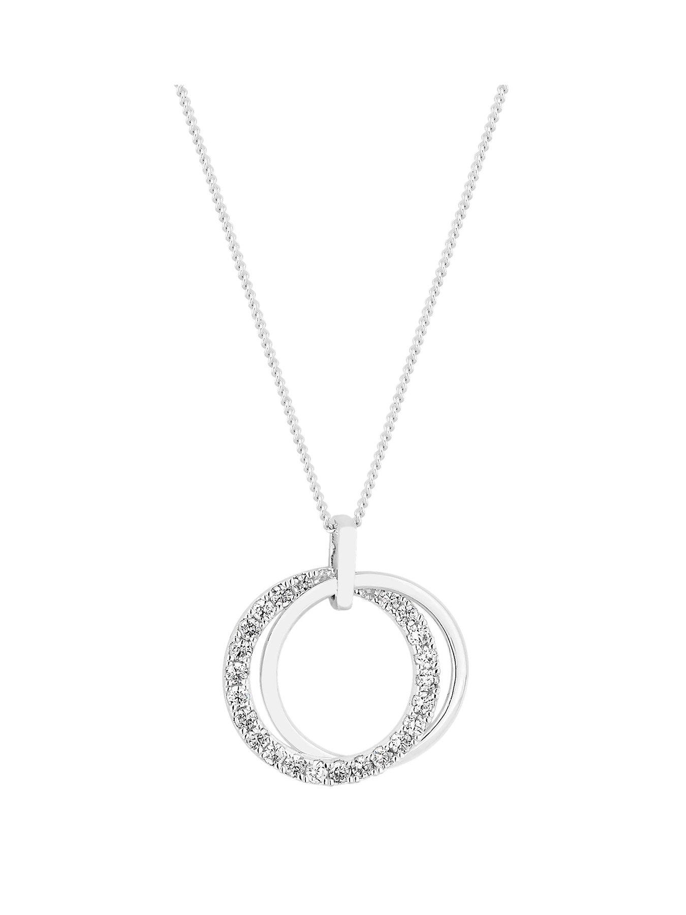  POLISHED AND CZ DOUBLE OPEN PENDANT