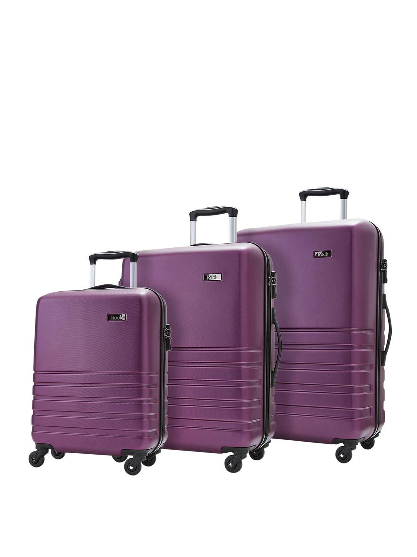Image 1 of 5 of Rock Luggage Byron 3 Piece Set Hardshell 4 Wheel Spinner -Purple