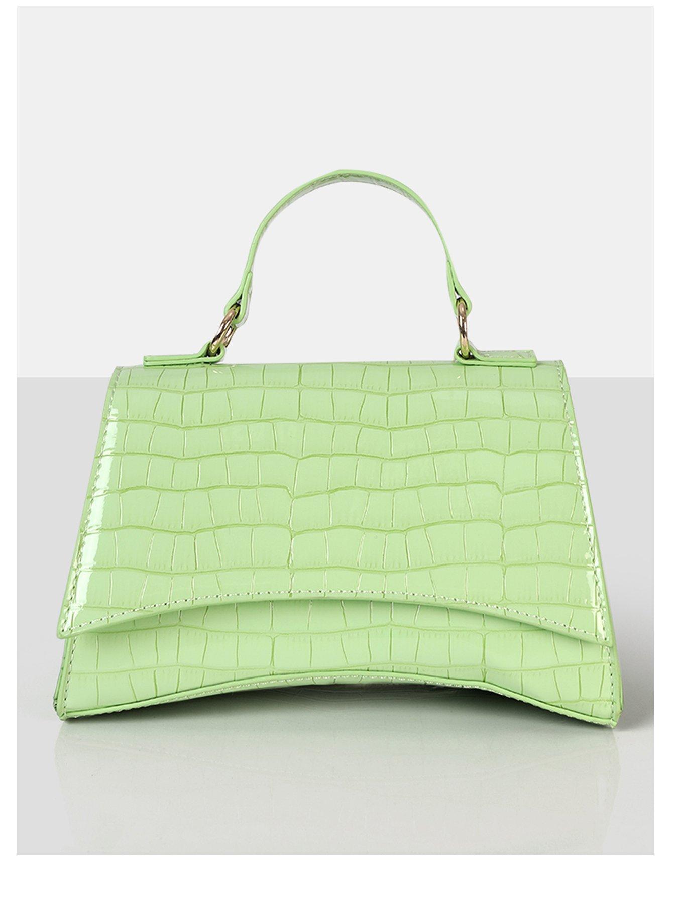Women Remmy Croc Top Handle Grab Bag - Green