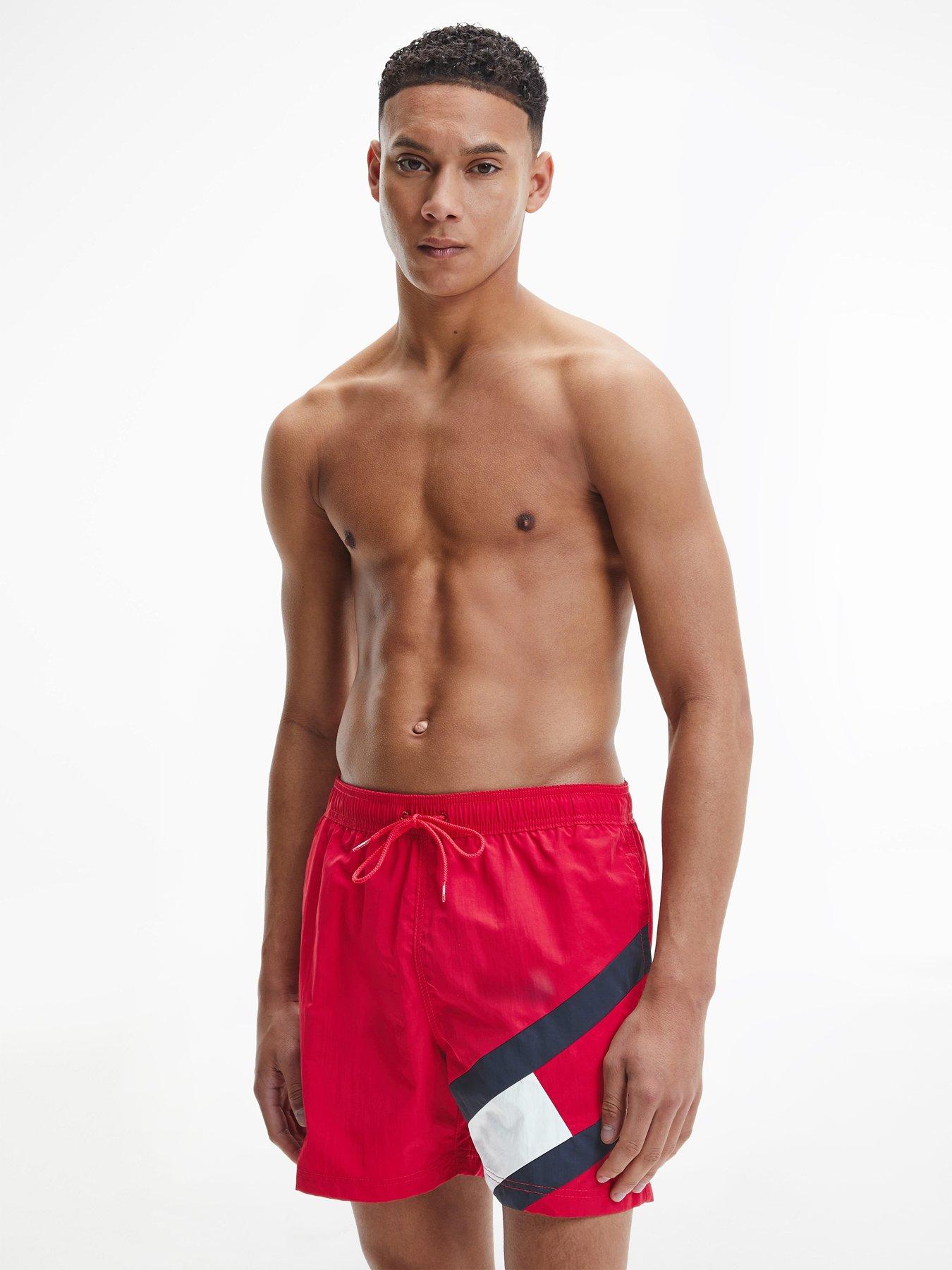 Tommy Hilfiger Solid Flag Swim Shorts - Red