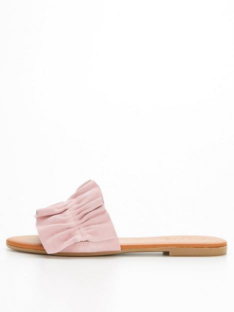 pieces-pcvelena-suede-ruched-flat-sandal-pink