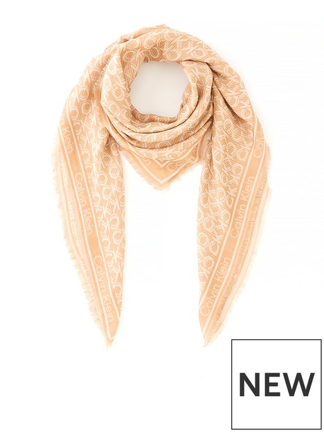 calvin-klein-monogram-jacquard-scarf--beige