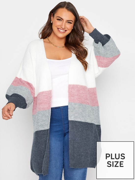 front image of yours-fluffy-colourblock-cardigan